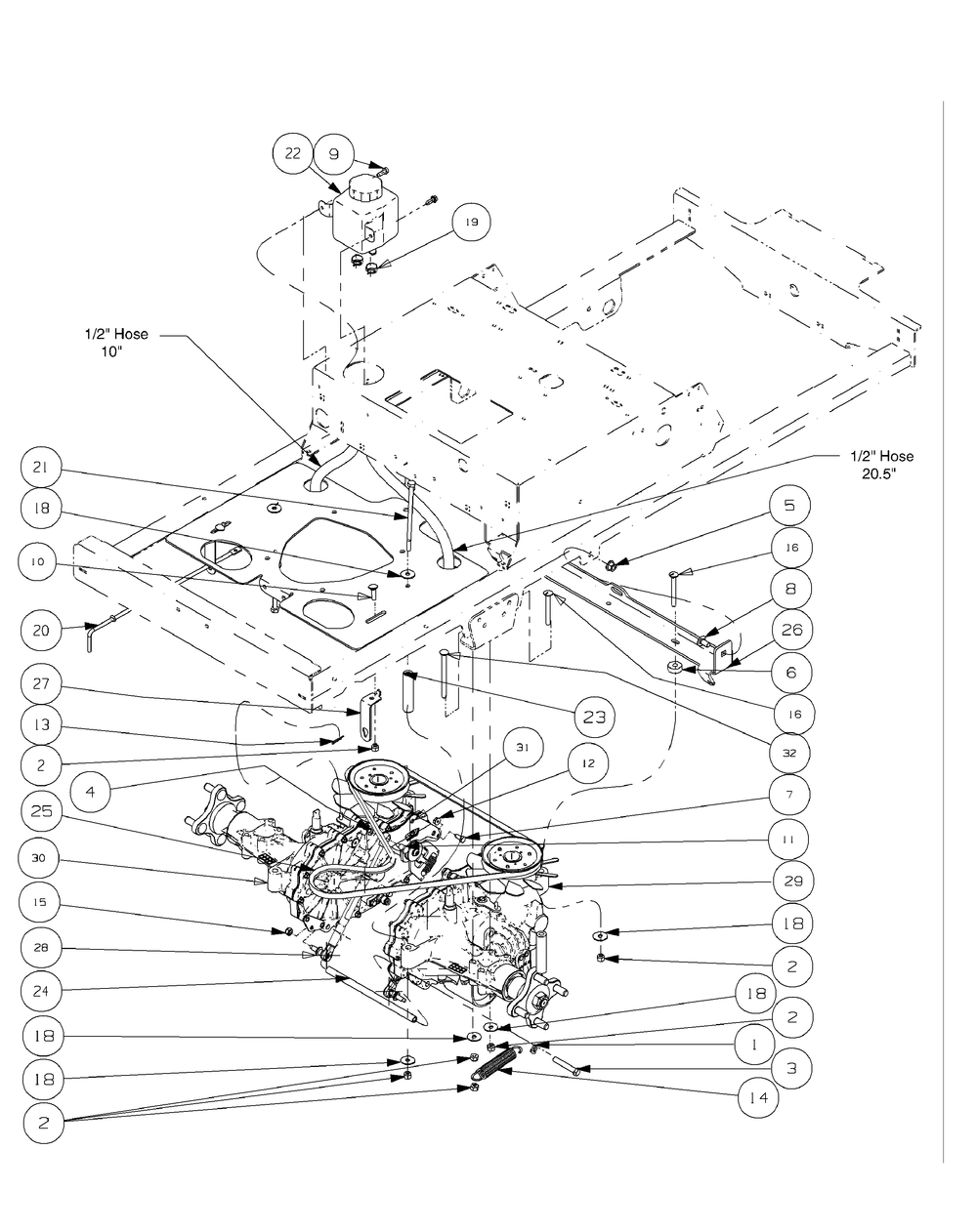 Drive Train Assembly (2009 And After) Diagram and Parts List for ENFORCER48 53AH3AGN050-22HP Cub Cadet Lawn Tractor